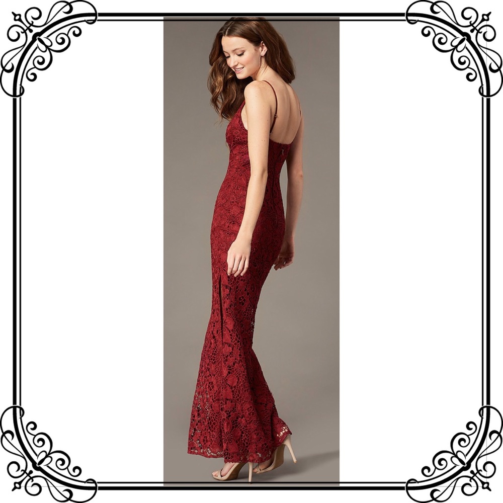 🆕NWT Classy Red Lace Spaghetti Strap Maxi Dress - Picture 5 of 8
